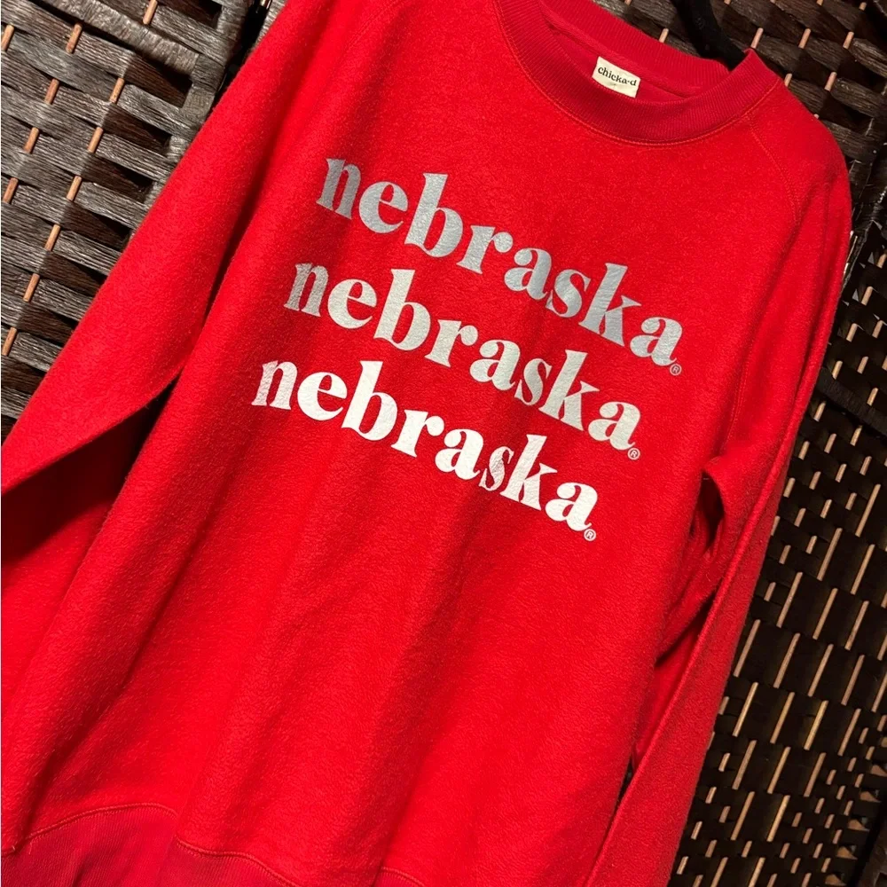 NWT! Chicka-d Nebraska Huskers Red Crewneck Sweatshirt Medium - Picture 3 of 7